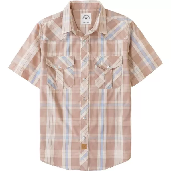 Dubinik® Western Shirts for Men Short Sleeve Plaid Pearl Snap Shirts for Men Button Up Shirt Cowboy Casual Work Shirt