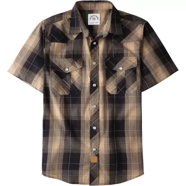 Dubinik® Western Shirts for Men Short Sleeve Plaid Pearl Snap Shirts for Men Button Up Shirt Cowboy Casual Work Shirt
