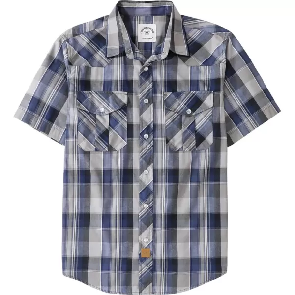 Dubinik® Western Shirts for Men Short Sleeve Plaid Pearl Snap Shirts for Men Button Up Shirt Cowboy Casual Work Shirt