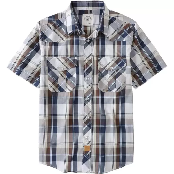 Dubinik® Western Shirts for Men Short Sleeve Plaid Pearl Snap Shirts for Men Button Up Shirt Cowboy Casual Work Shirt