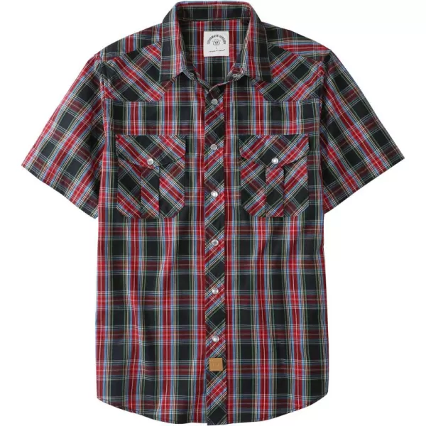 Dubinik® Western Shirts for Men Short Sleeve Plaid Pearl Snap Shirts for Men Button Up Shirt Cowboy Casual Work Shirt