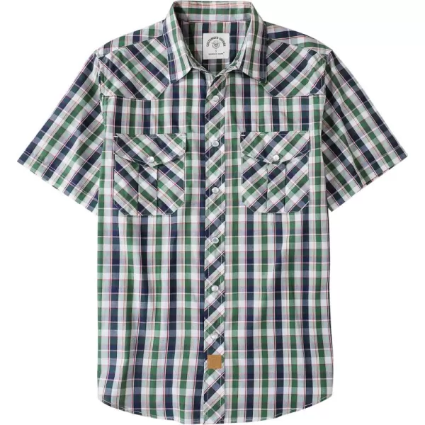 Dubinik® Western Shirts for Men Short Sleeve Plaid Pearl Snap Shirts for Men Button Up Shirt Cowboy Casual Work Shirt