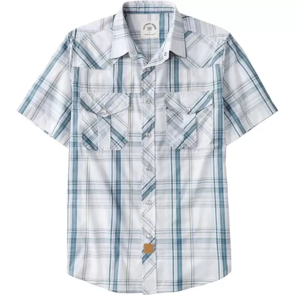 Dubinik® Western Shirts for Men Short Sleeve Plaid Pearl Snap Shirts for Men Button Up Shirt Cowboy Casual Work Shirt