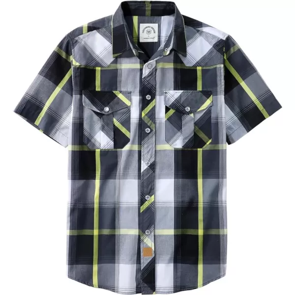 Dubinik® Western Shirts for Men Short Sleeve Plaid Pearl Snap Shirts for Men Button Up Shirt Cowboy Casual Work Shirt