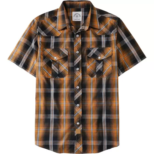 Dubinik® Western Shirts for Men Short Sleeve Plaid Pearl Snap Shirts for Men Button Up Shirt Cowboy Casual Work Shirt