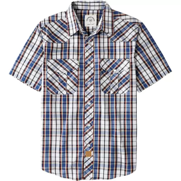 Dubinik® Western Shirts for Men Short Sleeve Plaid Pearl Snap Shirts for Men Button Up Shirt Cowboy Casual Work Shirt