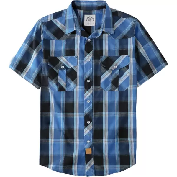 Dubinik® Western Shirts for Men Short Sleeve Plaid Pearl Snap Shirts for Men Button Up Shirt Cowboy Casual Work Shirt