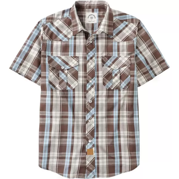 Dubinik® Western Shirts for Men Short Sleeve Plaid Pearl Snap Shirts for Men Button Up Shirt Cowboy Casual Work Shirt