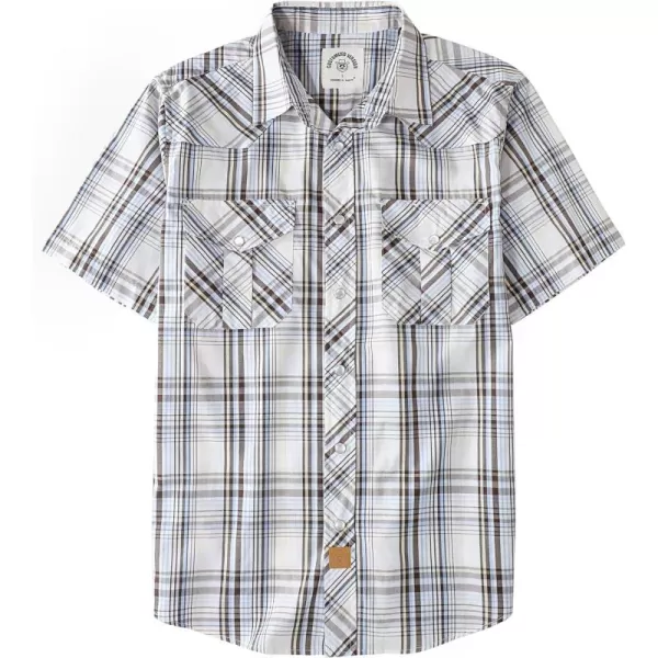 Dubinik® Western Shirts for Men Short Sleeve Plaid Pearl Snap Shirts for Men Button Up Shirt Cowboy Casual Work Shirt