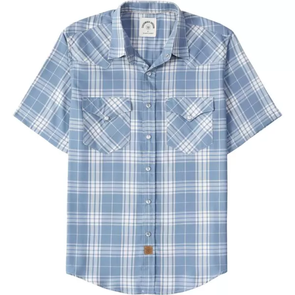 Dubinik®50% Viscose derived from Bamboo,50% Polyester Mens Short Sleeve Western Cowboy Pearl Snap Casual Plaid Shirts for Men