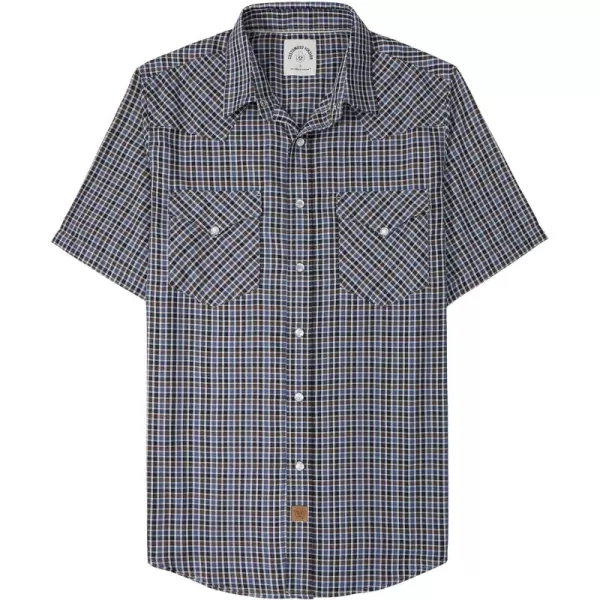 Dubinik®50% Viscose derived from Bamboo,50% Polyester Mens Short Sleeve Western Cowboy Pearl Snap Casual Plaid Shirts for Men