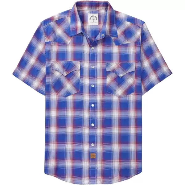 Dubinik®50% Viscose derived from Bamboo,50% Polyester Mens Short Sleeve Western Cowboy Pearl Snap Casual Plaid Shirts for Men