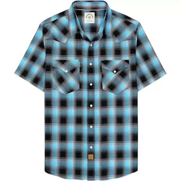 Dubinik®50% Viscose derived from Bamboo,50% Polyester Mens Short Sleeve Western Cowboy Pearl Snap Casual Plaid Shirts for Men