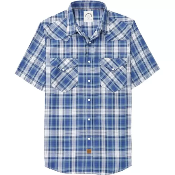 Dubinik®50% Viscose derived from Bamboo,50% Polyester Mens Short Sleeve Western Cowboy Pearl Snap Casual Plaid Shirts for Men