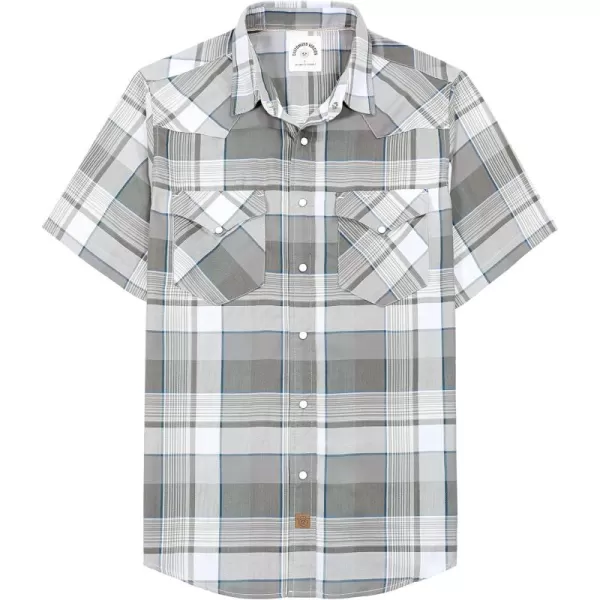 Dubinik®50% Viscose derived from Bamboo,50% Polyester Mens Short Sleeve Western Cowboy Pearl Snap Casual Plaid Shirts for Men