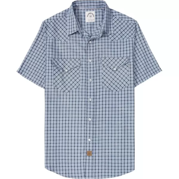 Dubinik®50% Viscose derived from Bamboo,50% Polyester Mens Short Sleeve Western Cowboy Pearl Snap Casual Plaid Shirts for Men