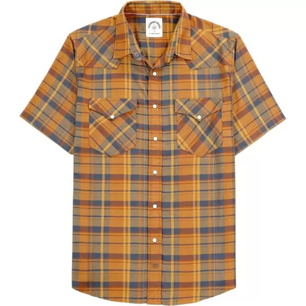 Dubinik®50% Viscose derived from Bamboo,50% Polyester Mens Short Sleeve Western Cowboy Pearl Snap Casual Plaid Shirts for Men