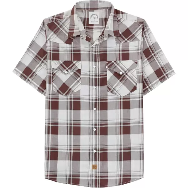 Dubinik®50% Viscose derived from Bamboo,50% Polyester Mens Short Sleeve Western Cowboy Pearl Snap Casual Plaid Shirts for Men
