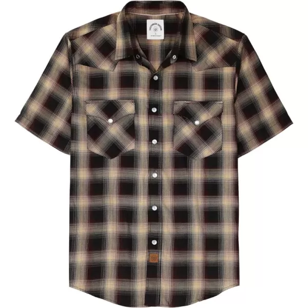 Dubinik®50% Viscose derived from Bamboo,50% Polyester Mens Short Sleeve Western Cowboy Pearl Snap Casual Plaid Shirts for Men