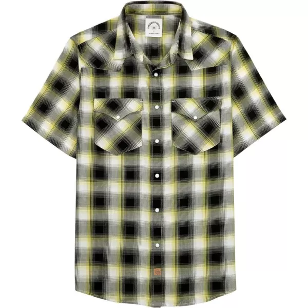 Dubinik®50% Viscose derived from Bamboo,50% Polyester Mens Short Sleeve Western Cowboy Pearl Snap Casual Plaid Shirts for Men