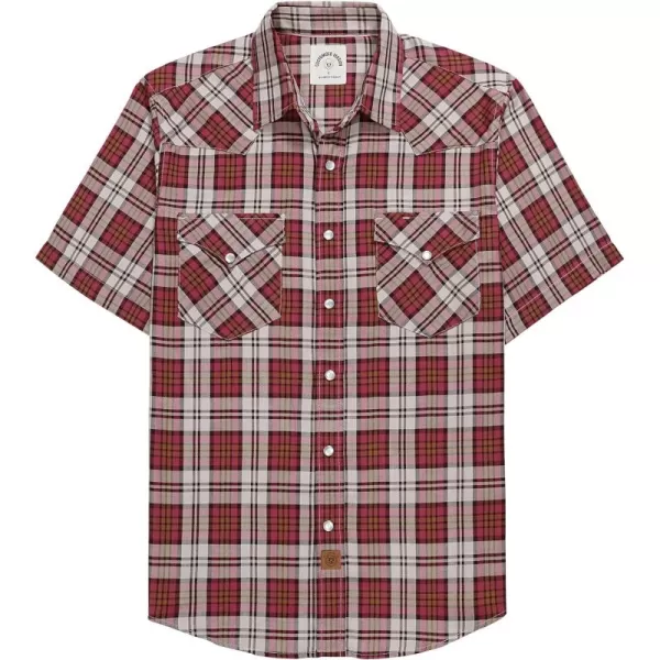 Dubinik®50% Viscose derived from Bamboo,50% Polyester Mens Short Sleeve Western Cowboy Pearl Snap Casual Plaid Shirts for Men