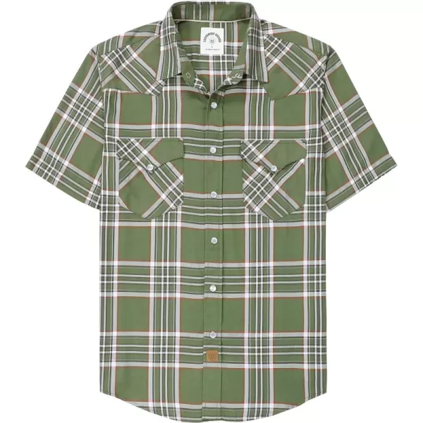Dubinik®50% Viscose derived from Bamboo,50% Polyester Mens Short Sleeve Western Cowboy Pearl Snap Casual Plaid Shirts for Men