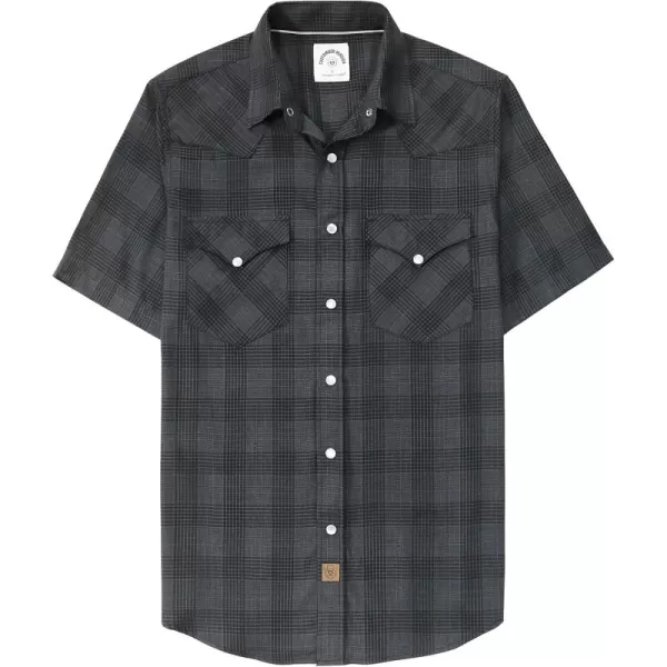 Dubinik®50% Viscose derived from Bamboo,50% Polyester Mens Short Sleeve Western Cowboy Pearl Snap Casual Plaid Shirts for Men