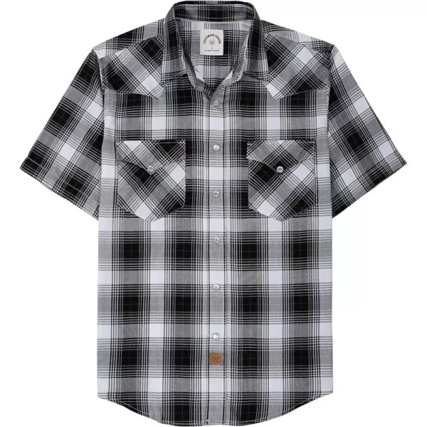 Dubinik®50% Viscose derived from Bamboo,50% Polyester Mens Short Sleeve Western Cowboy Pearl Snap Casual Plaid Shirts for Men