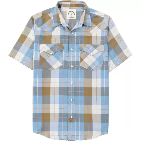 Dubinik®50% Viscose derived from Bamboo,50% Polyester Mens Short Sleeve Western Cowboy Pearl Snap Casual Plaid Shirts for Men