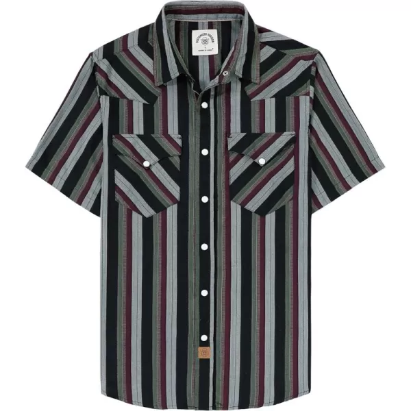 Dubinik®50% Viscose derived from Bamboo,50% Polyester Mens Short Sleeve Western Cowboy Pearl Snap Casual Plaid Shirts for Men