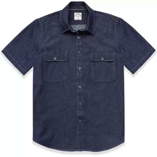 Dubinik®Mens Short Sleeve Button Down Shirts Denim Short Sleeve Shirt Men Two Pocket Western Soft Work Casual Denim Shirt