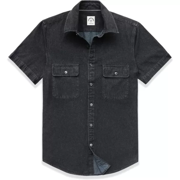 Dubinik®Mens Short Sleeve Button Down Shirts Denim Short Sleeve Shirt Men Two Pocket Western Soft Work Casual Denim Shirt