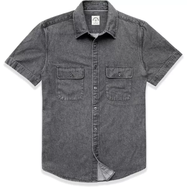 Dubinik®Mens Short Sleeve Button Down Shirts Denim Short Sleeve Shirt Men Two Pocket Western Soft Work Casual Denim Shirt