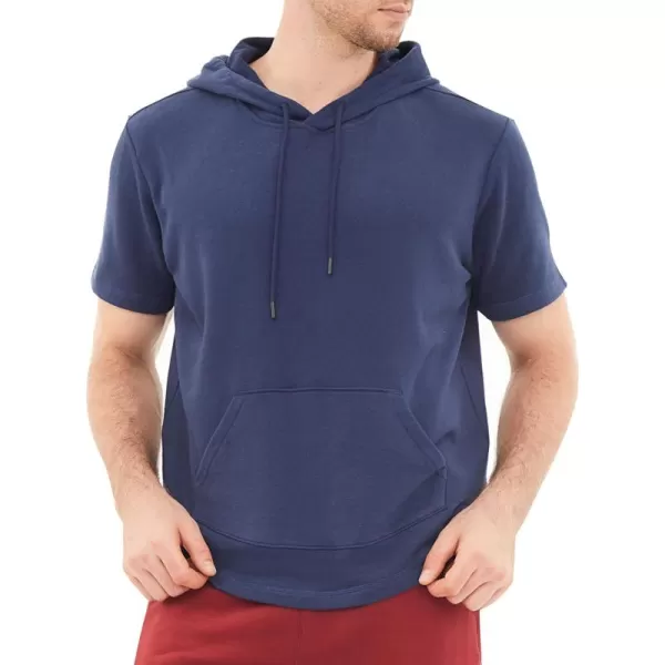 Dubinik®Short Sleeve Hoodie Lightweight Soft Cotton Moisture Wicking Kangaroo Pocket Short Sleeve Hoodie For Men