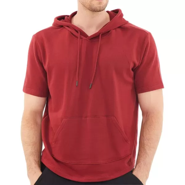 Dubinik®Short Sleeve Hoodie Lightweight Soft Cotton Moisture Wicking Kangaroo Pocket Short Sleeve Hoodie For Men