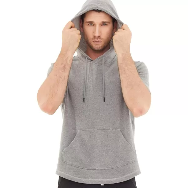 Dubinik®Short Sleeve Hoodie Lightweight Soft Cotton Moisture Wicking Kangaroo Pocket Short Sleeve Hoodie For Men
