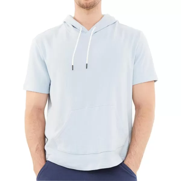 Dubinik®Short Sleeve Hoodie Lightweight Soft Cotton Moisture Wicking Kangaroo Pocket Short Sleeve Hoodie For Men