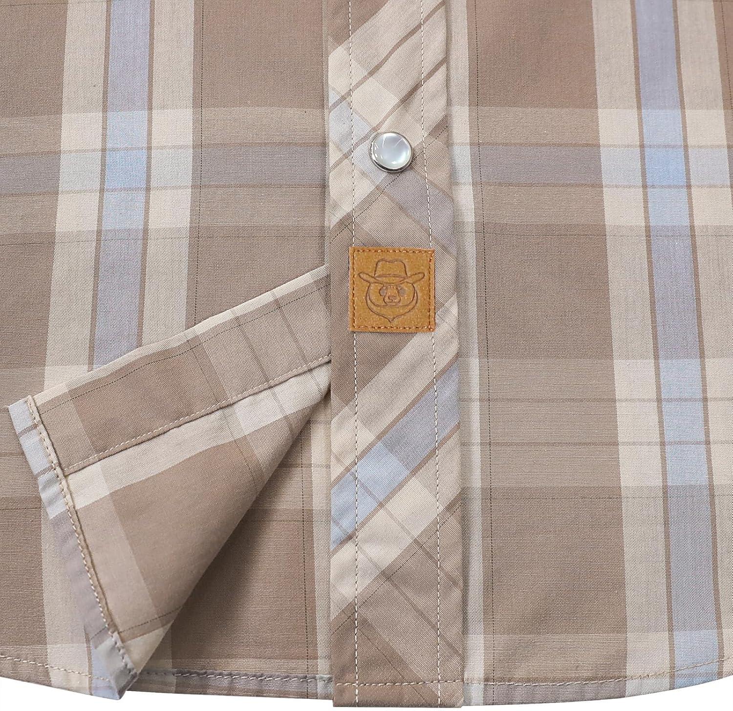 imageDubinik Pearl Snap Shirts for Men Long Sleeve Western Shirts for Men Vintage Casual Plaid Shirt Cowboy Shirts for MenBlue  Cream Khaki