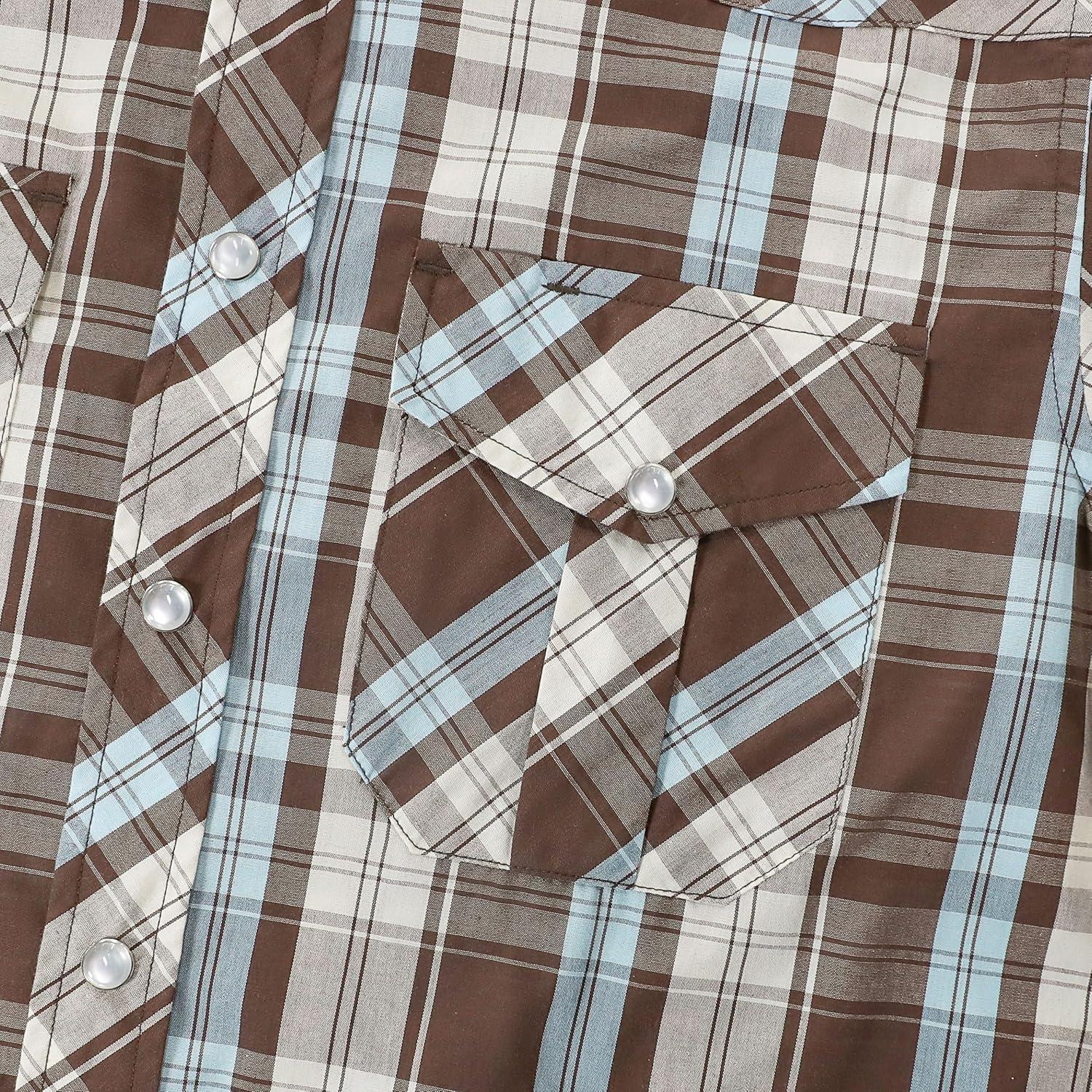 imageDubinik Pearl Snap Shirts for Men Long Sleeve Western Shirts for Men Vintage Casual Plaid Shirt Cowboy Shirts for MenBlue Brown