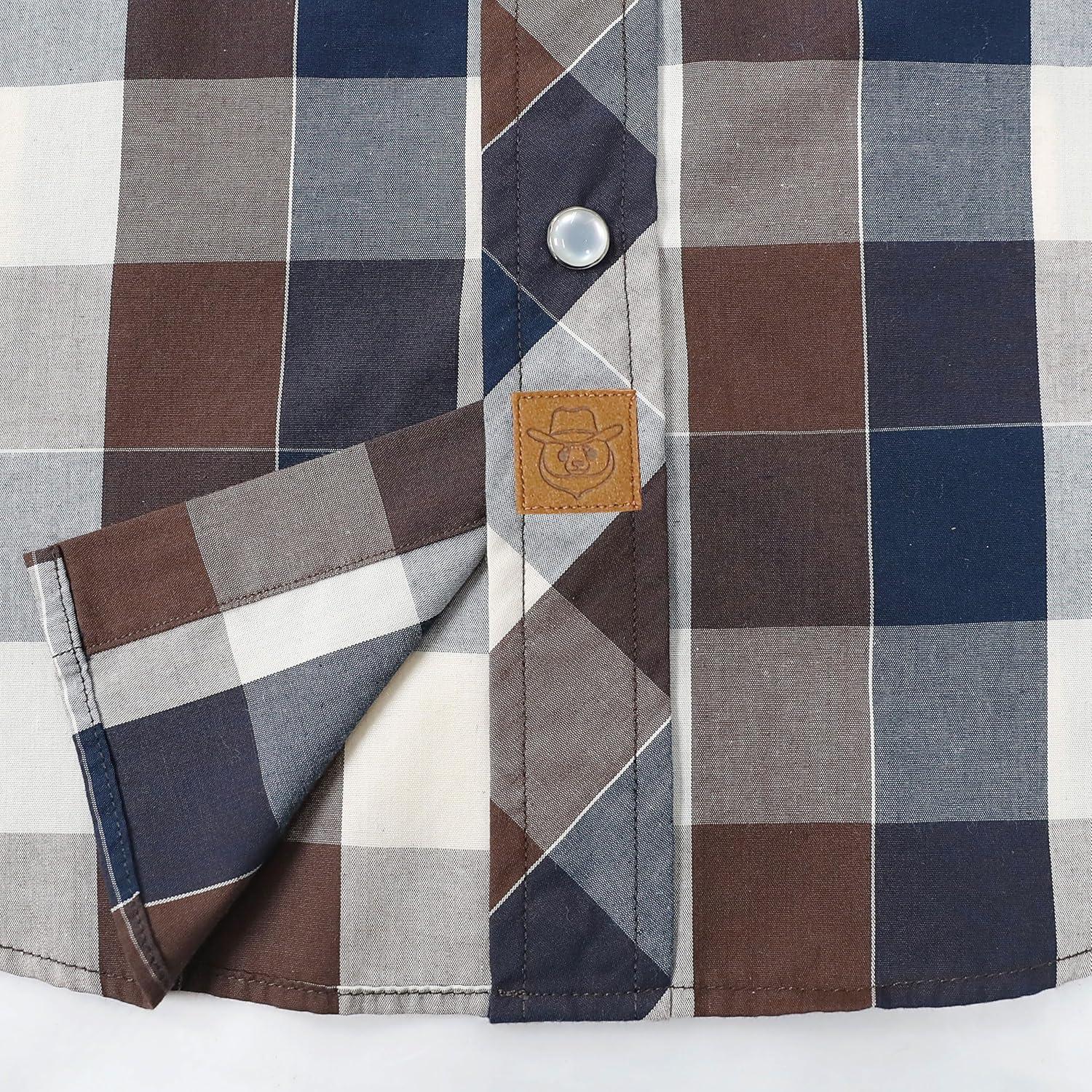 imageDubinik Pearl Snap Shirts for Men Long Sleeve Western Shirts for Men Vintage Casual Plaid Shirt Cowboy Shirts for MenKhaki Navy Blue