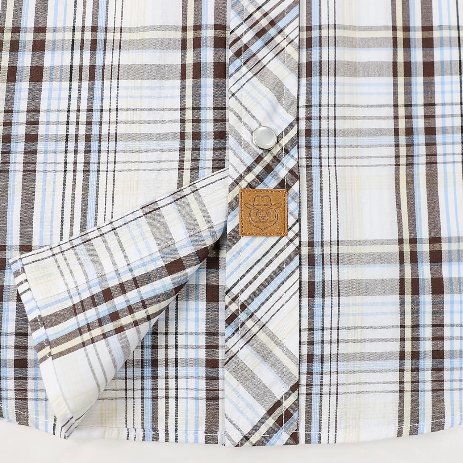 imageDubinik Pearl Snap Shirts for Men Long Sleeve Western Shirts for Men Vintage Casual Plaid Shirt Cowboy Shirts for MenLight Blue Cream