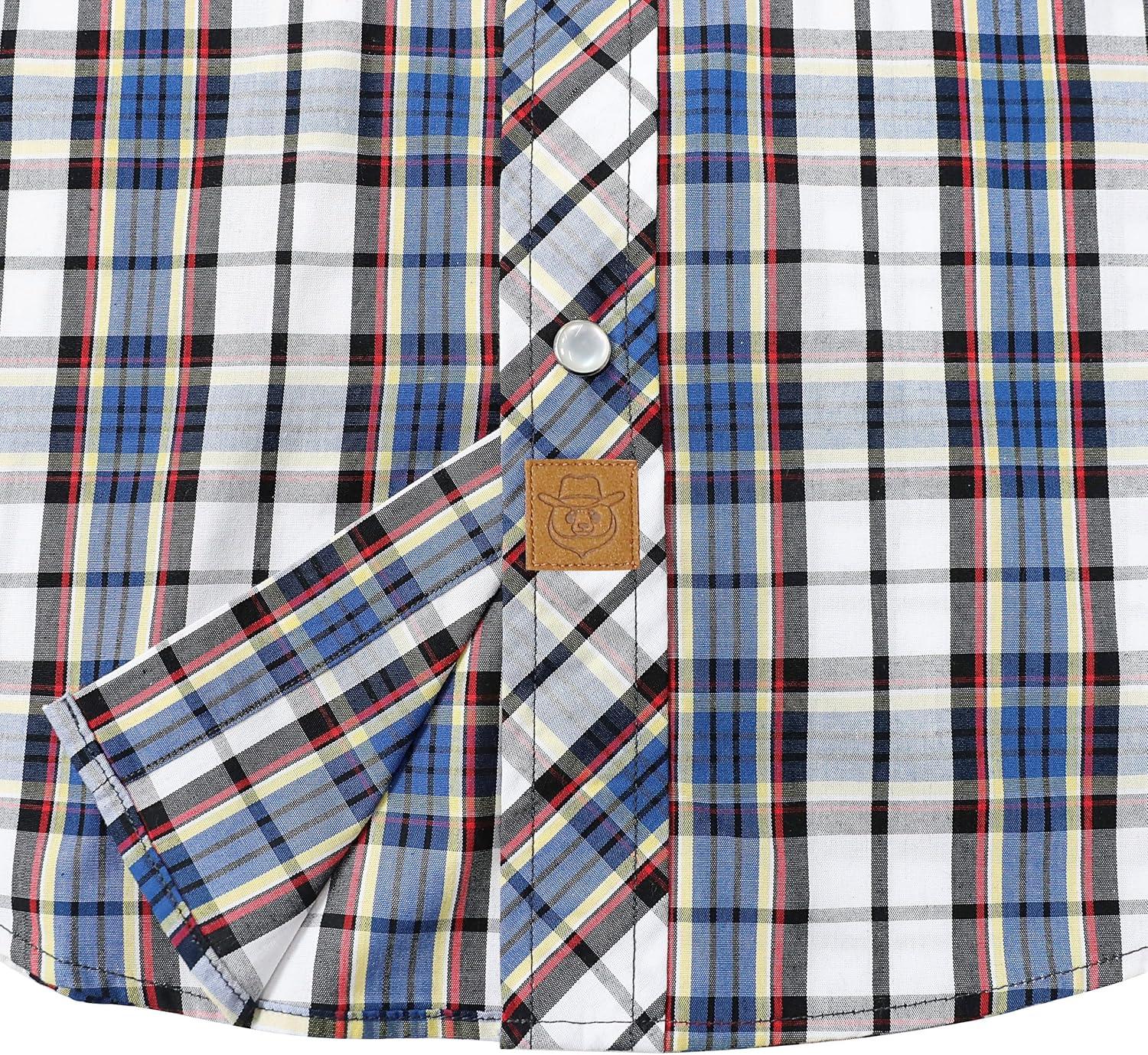 imageDubinik Pearl Snap Shirts for Men Long Sleeve Western Shirts for Men Vintage Casual Plaid Shirt Cowboy Shirts for MenWhite Blue Yellow