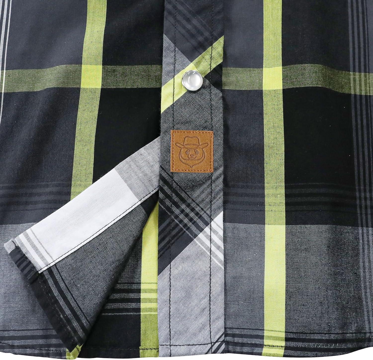 imageDubinik Pearl Snap Shirts for Men Long Sleeve Western Shirts for Men Vintage Casual Plaid Shirt Cowboy Shirts for MenYellow Black