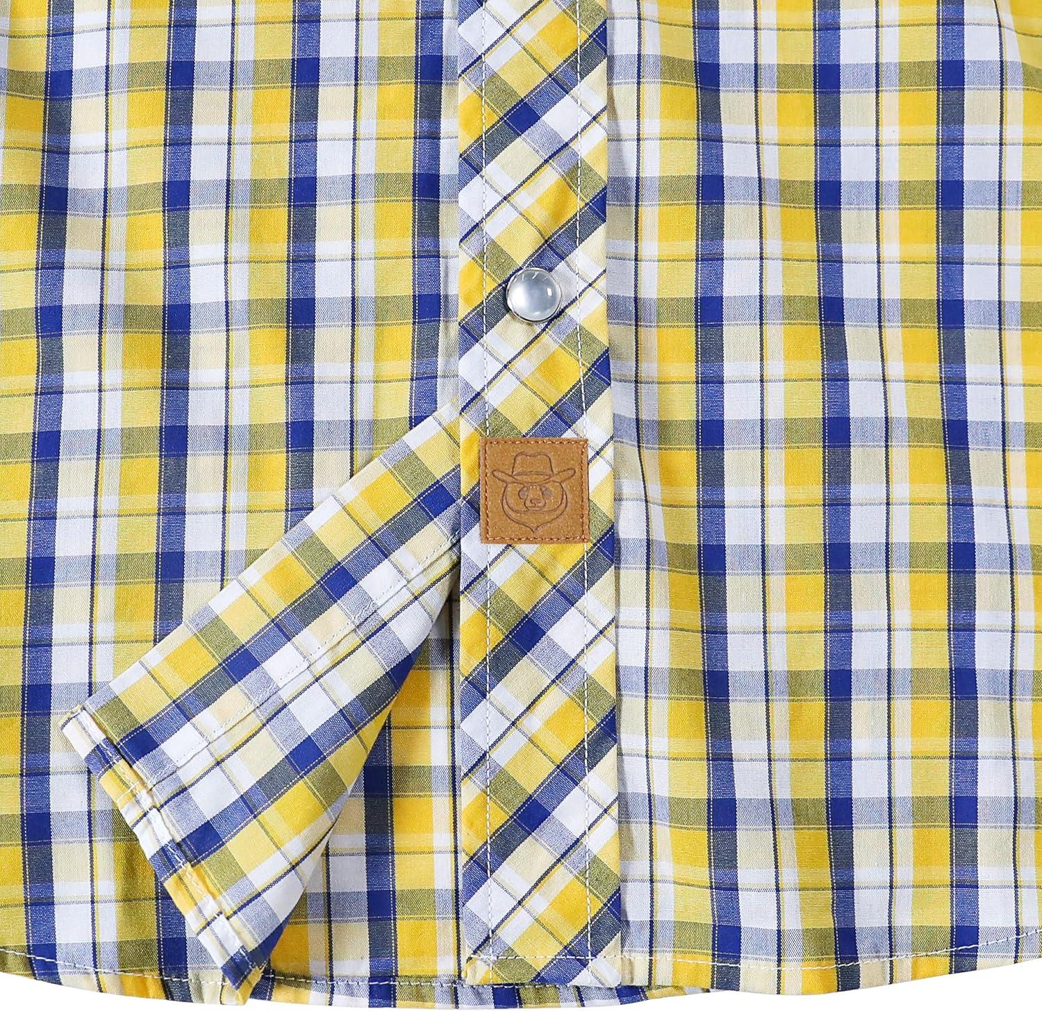 imageDubinik Pearl Snap Shirts for Men Long Sleeve Western Shirts for Men Vintage Casual Plaid Shirt Cowboy Shirts for MenYellow Lemon