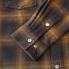 imageDubinik Flannel Shirt for Men Western Mens Pearl Snap Shirts Long Sleeve Casual Cozy Vintage Cowboy Plaid Soft Pure CottonPale Yellow and Dark Brown