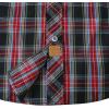 imageDubinik Pearl Snap Shirts for Men Long Sleeve Western Shirts for Men Vintage Casual Plaid Shirt Cowboy Shirts for MenBlack Red