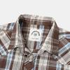 imageDubinik Pearl Snap Shirts for Men Long Sleeve Western Shirts for Men Vintage Casual Plaid Shirt Cowboy Shirts for MenBlue Brown