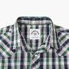 imageDubinik Pearl Snap Shirts for Men Long Sleeve Western Shirts for Men Vintage Casual Plaid Shirt Cowboy Shirts for MenDark Green
