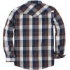 imageDubinik Pearl Snap Shirts for Men Long Sleeve Western Shirts for Men Vintage Casual Plaid Shirt Cowboy Shirts for MenKhaki Navy Blue