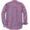 imageDubinik Pearl Snap Shirts for Men Long Sleeve Western Shirts for Men Vintage Casual Plaid Shirt Cowboy Shirts for MenRed Blue